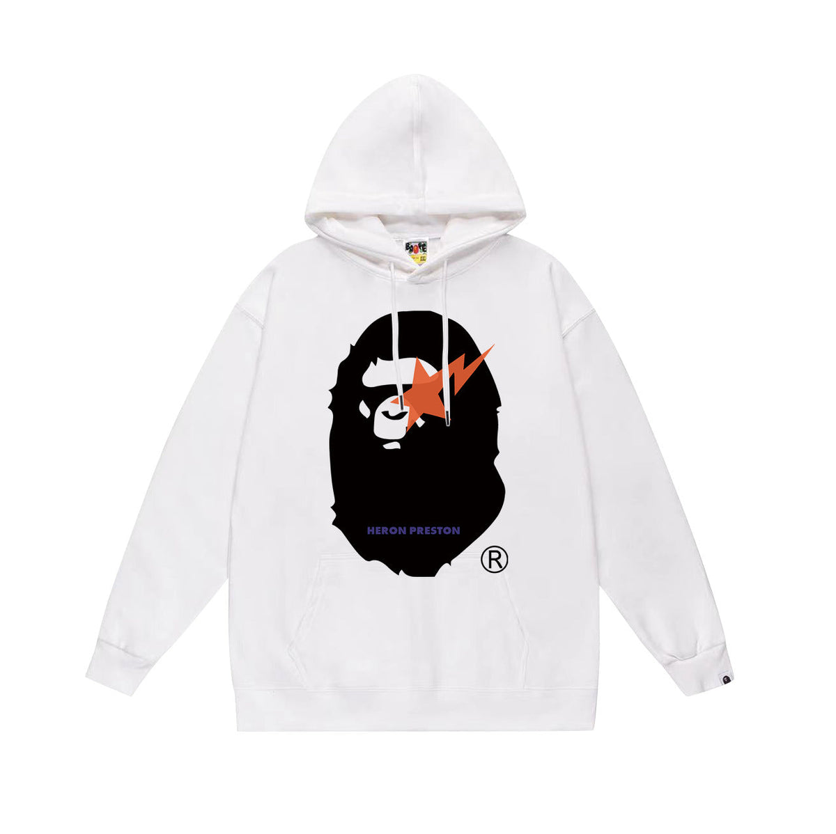 Bathing Shark and ape head print Hoodie Autumn / Winter Letter Print Loose Hoodie Pullover Ape Sweater NextBlock