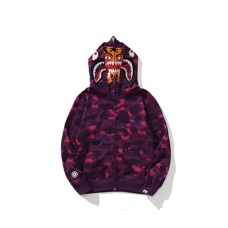 Ape Hoodie Double Hat Tiger Head Sweater Men's Cardigan NextBlock