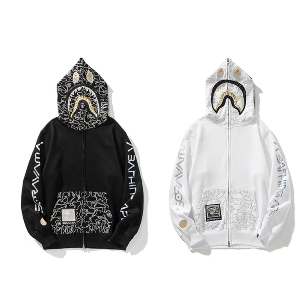 Bathing Shark and ape head print hoode BAPE empty mountain base shark bgm 3d digital NextBlock
