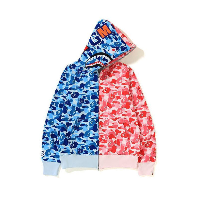 Bathing Shark and ape head print Hoodie Shark Stitching Sweater Men's Cardigan NextBlock