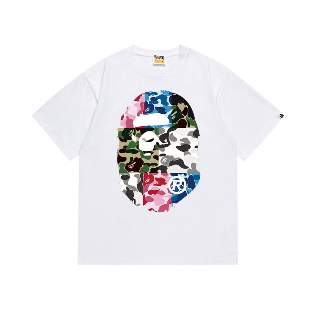 BAPE Bathing Shark and ape head print T Shirt NextBlock
