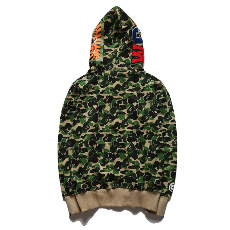 Bathing Shark and ape head print Hoodie Camouflage Alphabet Embroidery Shark Hooded NextBlock