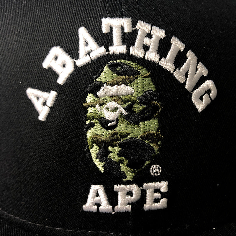 Bathing Shark and ape head print Hat Ape Head Cap Versatile Flat Edge Baseball Cap NextBlock