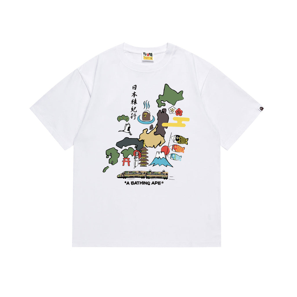 BAPE Bathing Shark and ape head print T Shirt NextBlock