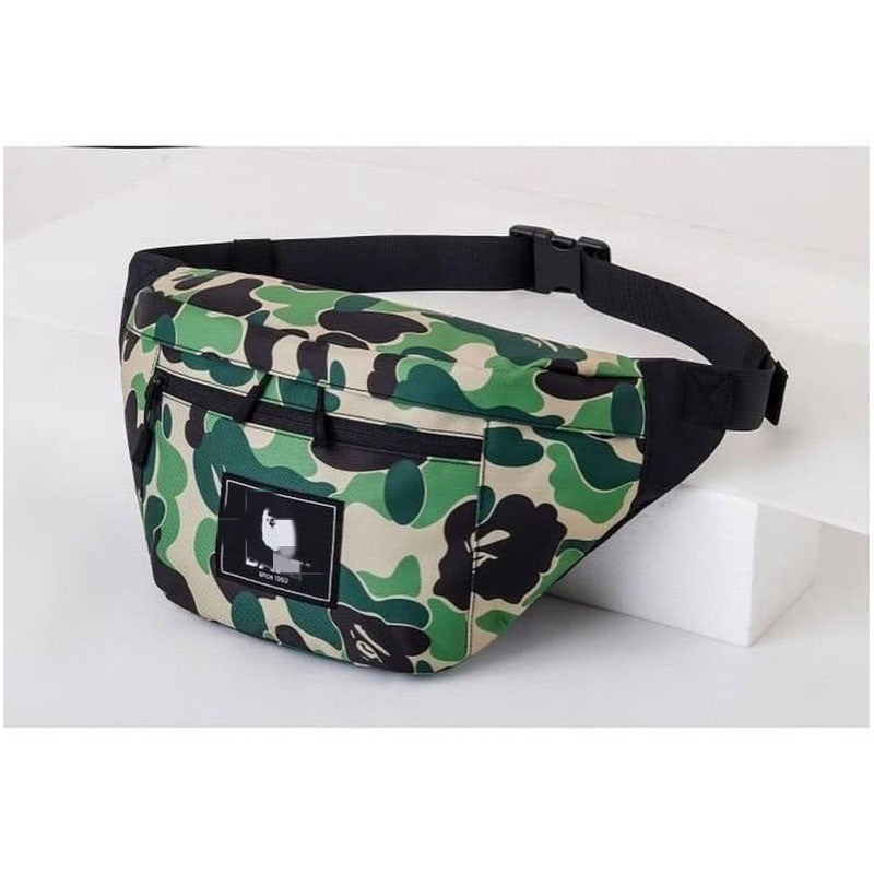Bathing Shark and ape head print Bag Camouflage Ape Head Large Waist Bag Waterproof Breast Bag NextBlock
