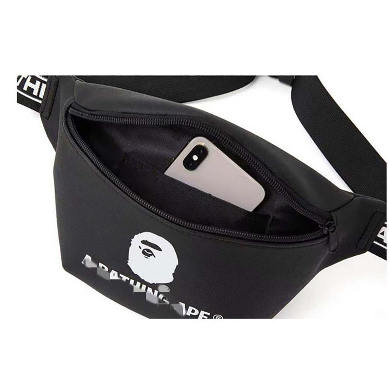 Bathing Shark and ape head print Bag Ape Head Black PU Leather Fanny Pack NextBlock