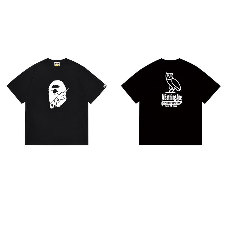 Bathing Shark and ape head print T Shirts NextBlock