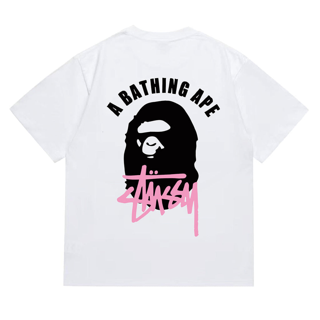 Bathing Shark and ape head print T-Shirt NextBlock