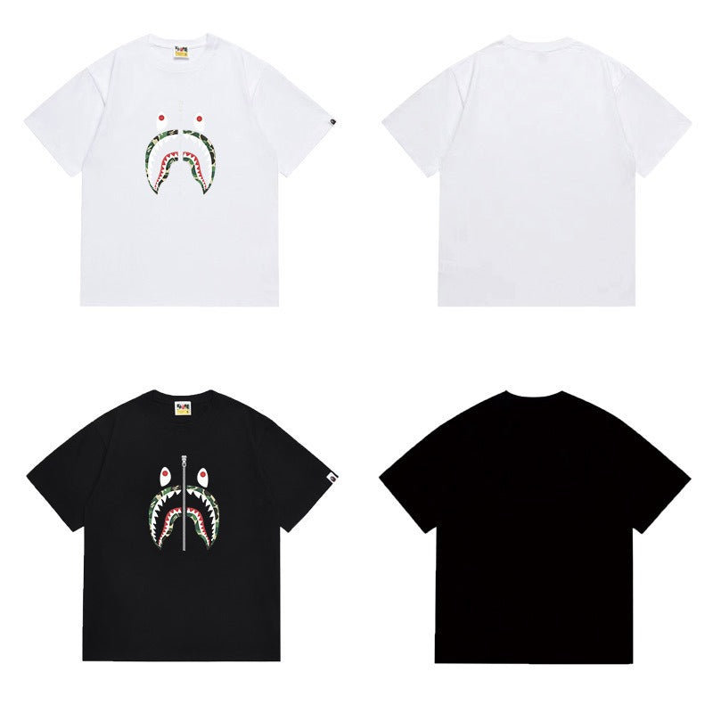 Bathing Shark and ape head print T Shirts NextBlock