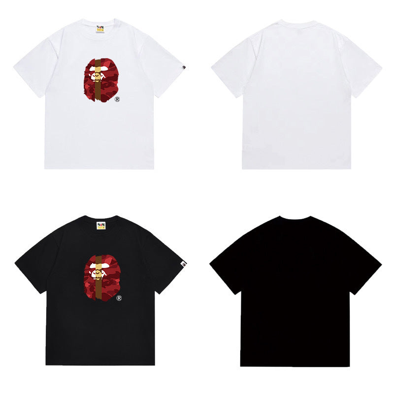 Bathing Shark and ape head print T Shirts NextBlock