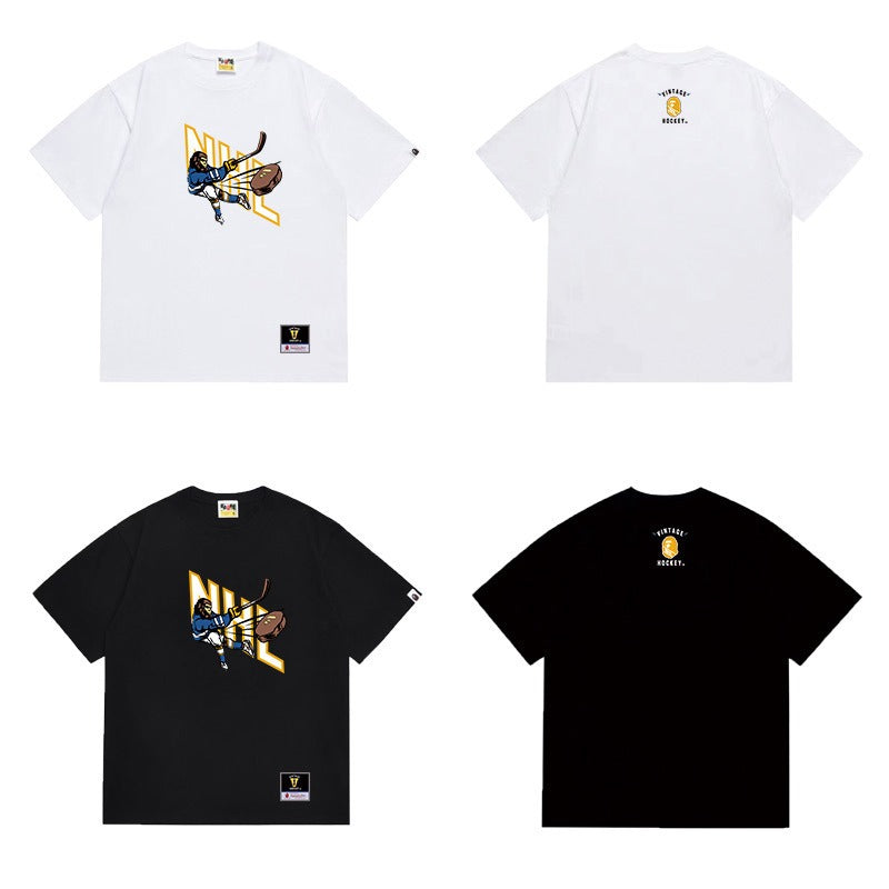 Bathing Shark and ape head print T Shirts NextBlock