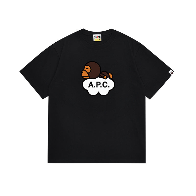Bathing Shark and ape head print T Shirt NextBlock