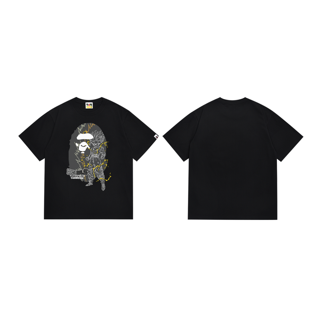 Bathing Shark and ape head print T-Shirt NextBlock