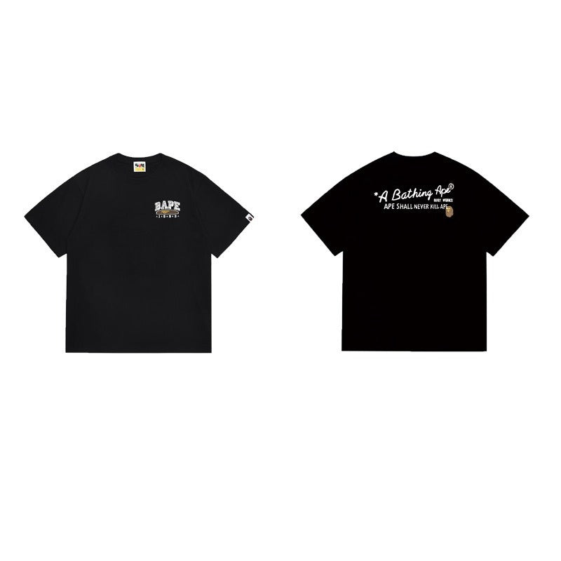 Bathing Shark and ape head print T Shirts NextBlock
