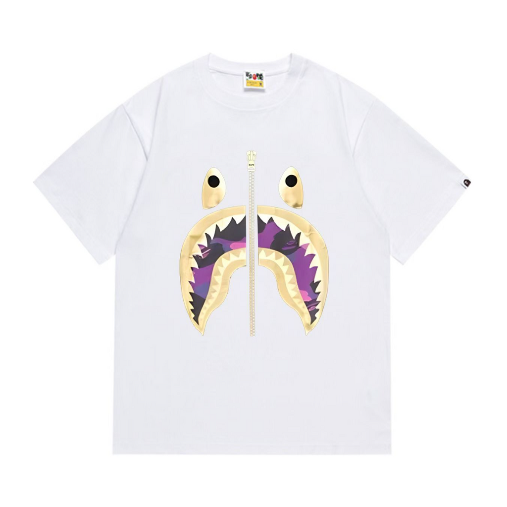 Bathing Shark and ape head print T-Shirt NextBlock