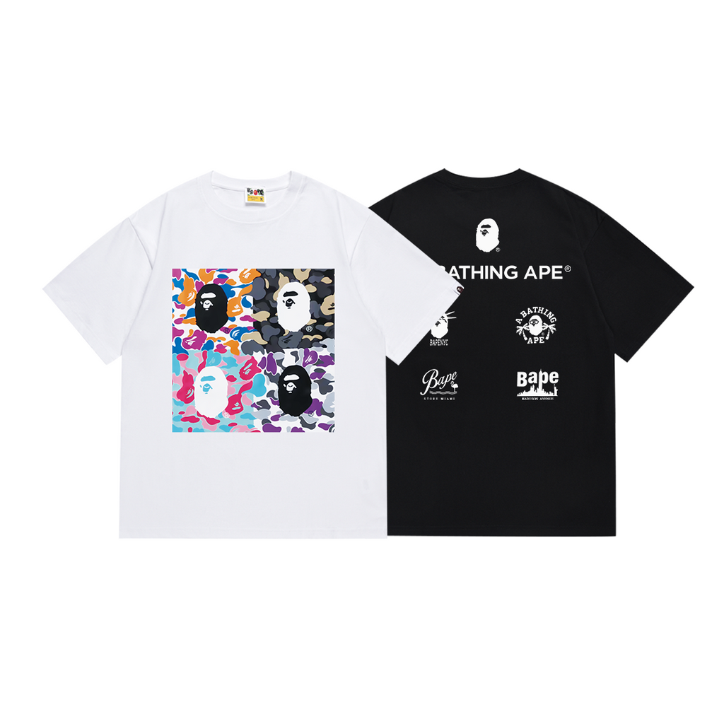 Bathing Shark and ape head print T-Shirt NextBlock