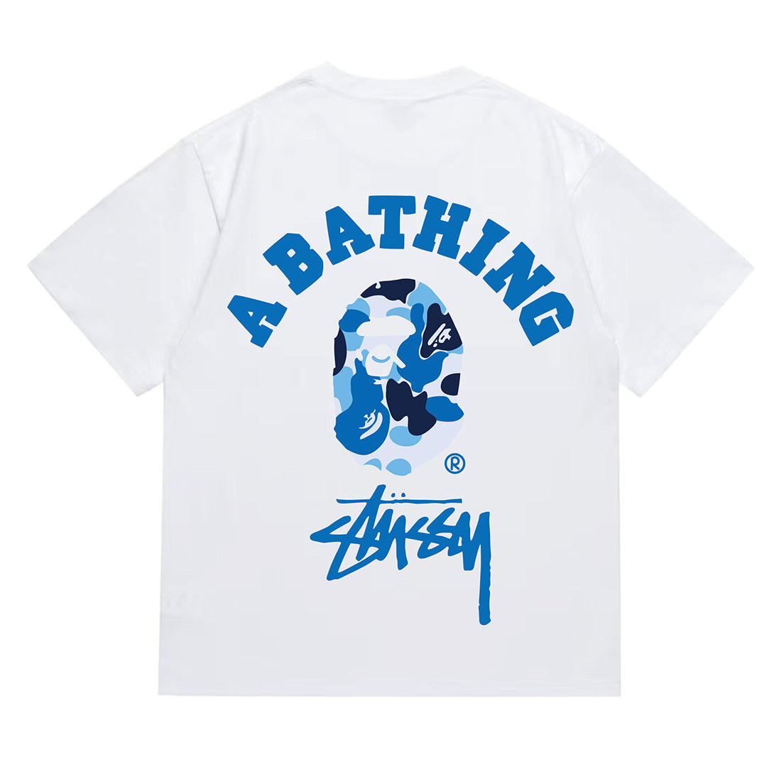 Bathing Shark and ape head print T-Shirt NextBlock