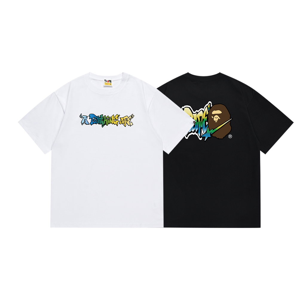 Bathing Shark and ape head print T Shirts NextBlock