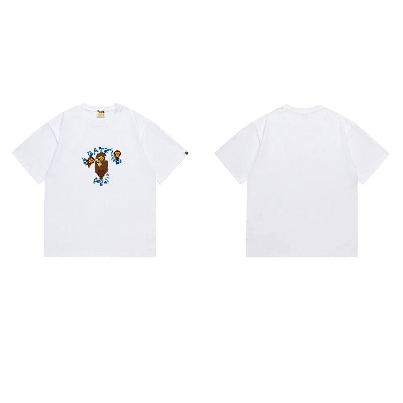 Bathing Shark and ape head print T Shirts NextBlock