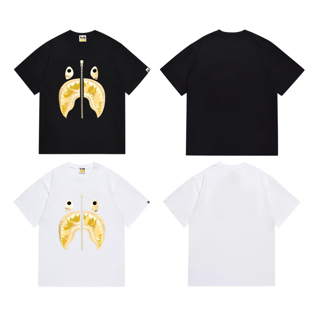 Bathing Shark and ape head print T-Shirt NextBlock