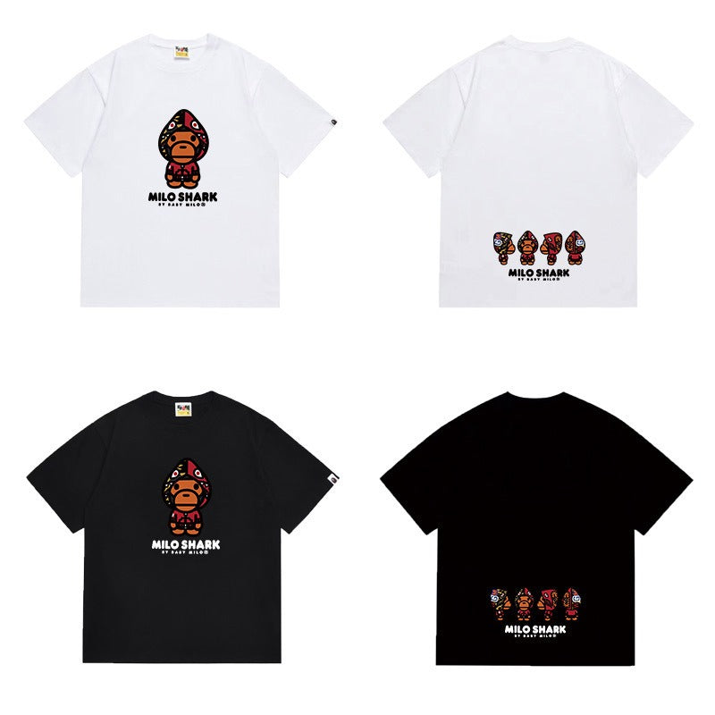 Bathing Shark and ape head print T Shirts NextBlock