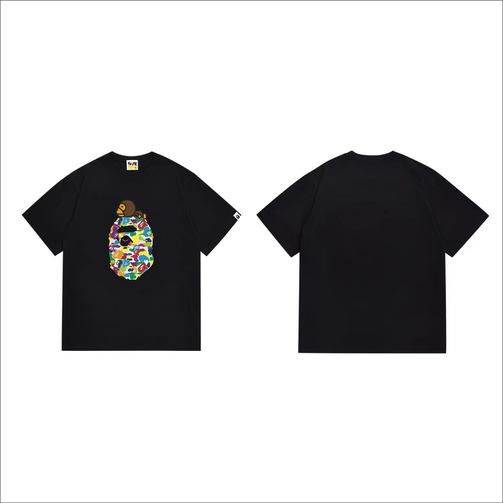 Bathing Shark and ape head print T-Shirt NextBlock