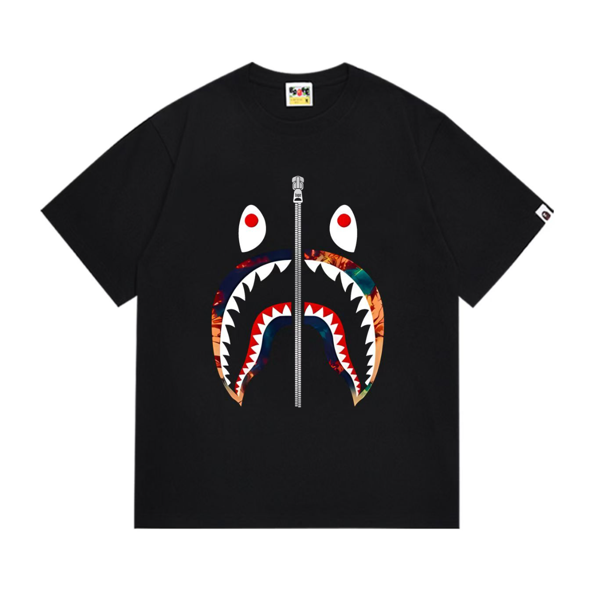 Bathing Shark and ape head print T-Shirt NextBlock