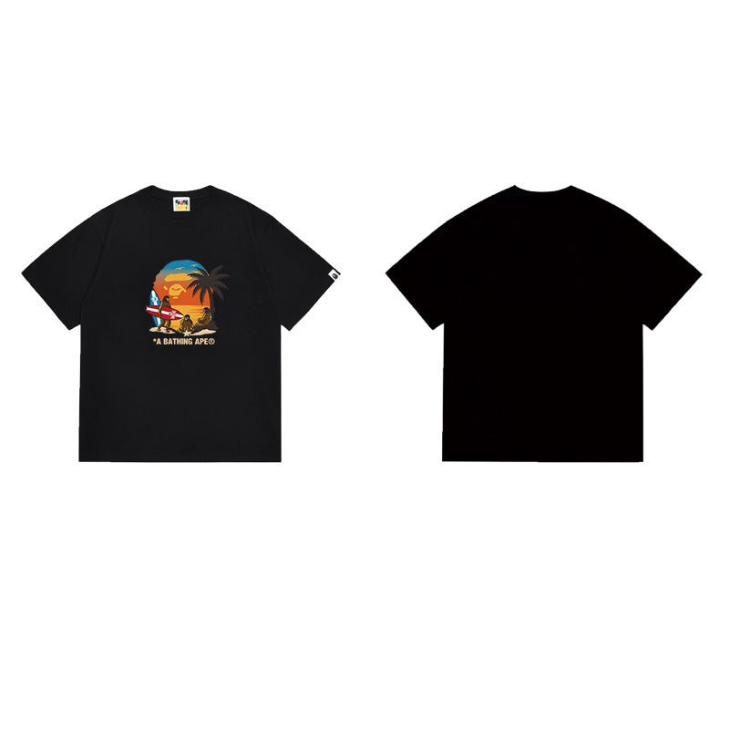 Bathing Shark and ape head print T Shirts NextBlock