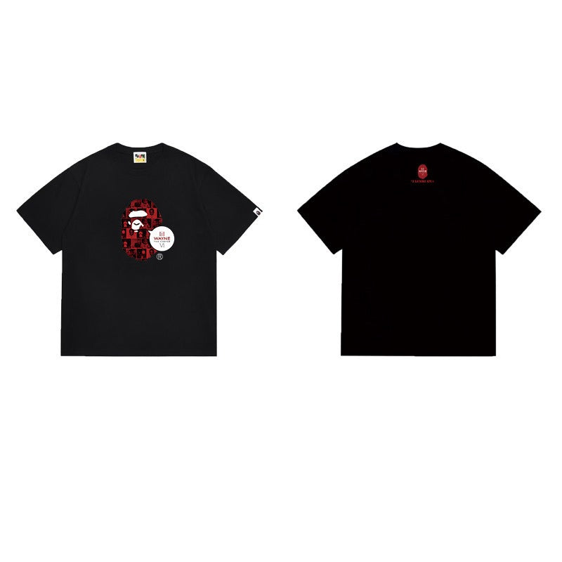 Bathing Shark and ape head print T Shirts NextBlock