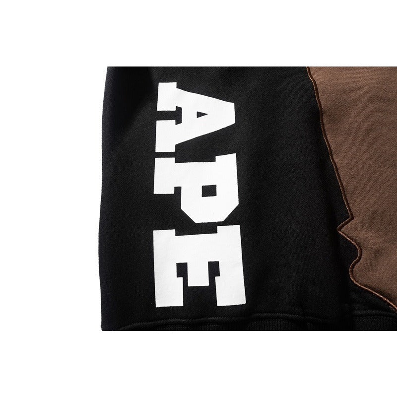 Bathing Shark and ape head print Hoodie Man Alphabet Print Solid Color Shark NextBlock