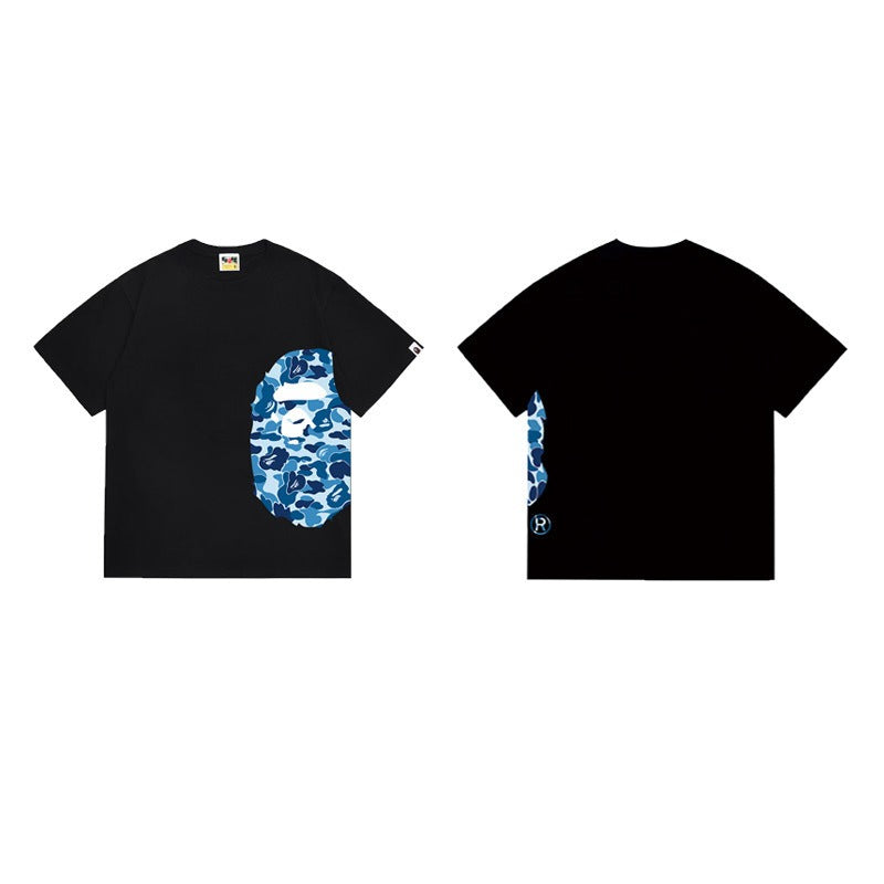 Bathing Shark and ape head print T Shirts NextBlock