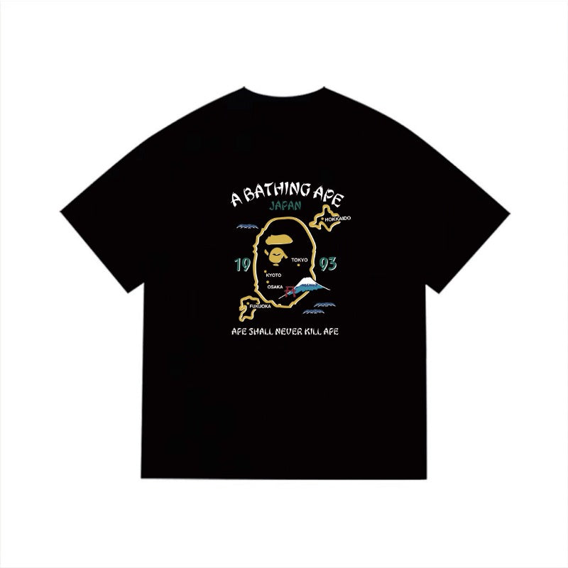 Bathing Shark and ape head print T Shirts NextBlock