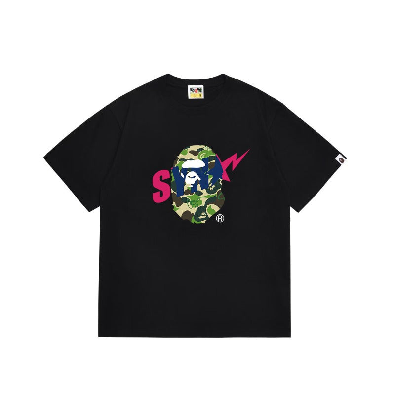 Bathing Shark and ape head print T Shirts NextBlock