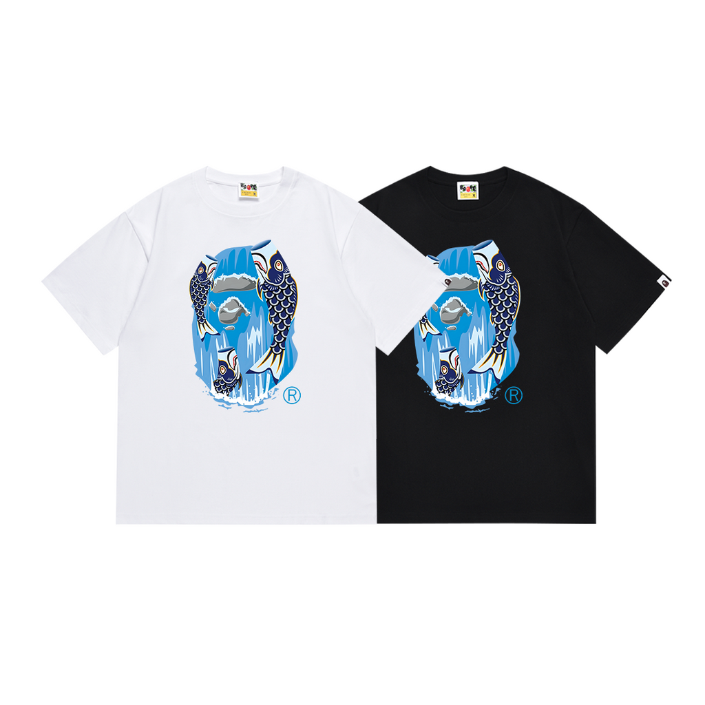 Bathing Shark and ape head print T Shirts NextBlock