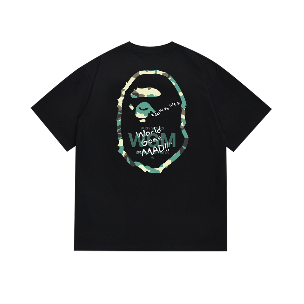 Bathing Shark and ape head print T-Shirt NextBlock