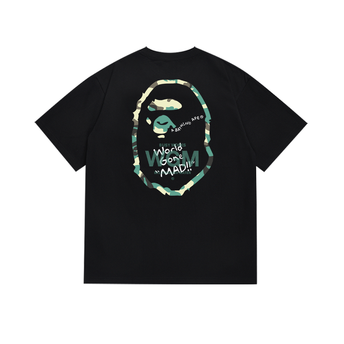 Bathing Shark and ape head print T-Shirt NextBlock