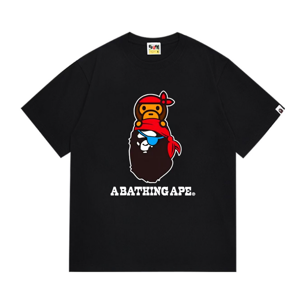 Bathing Shark and ape head print T-Shirt NextBlock