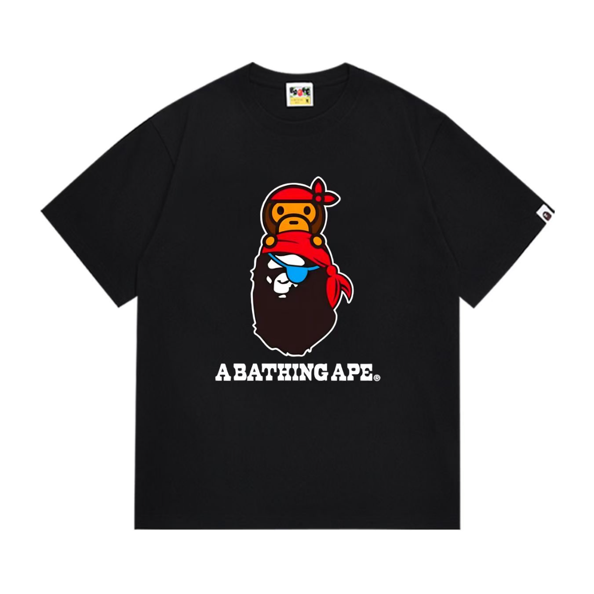 Bathing Shark and ape head print T-Shirt NextBlock
