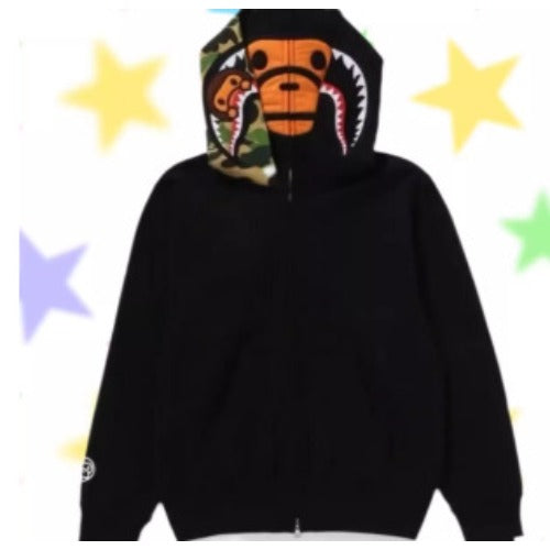 Bathing Shark and ape head print hoode BAPE bapexmilo co-branded double hat NextBlock
