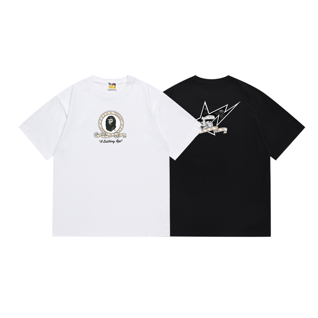 Bathing Shark and ape head print T Shirts NextBlock