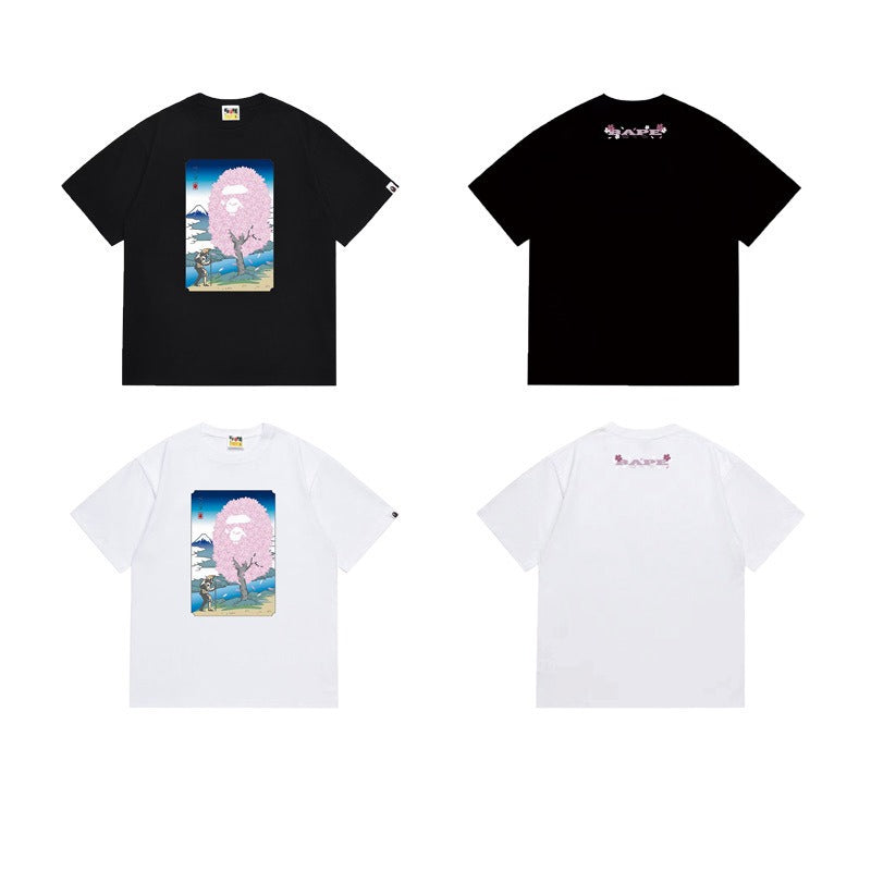 Bathing Shark and ape head print T Shirts NextBlock