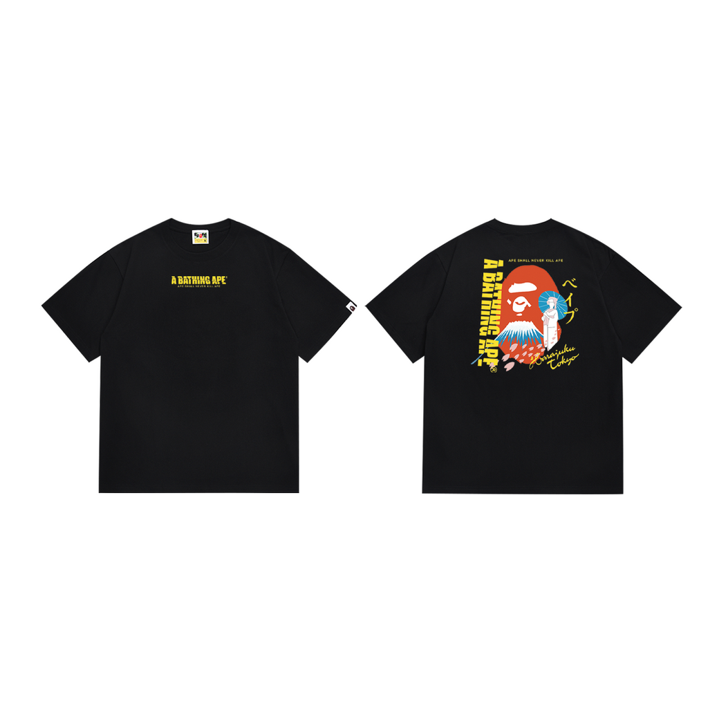 Bathing Shark and ape head print T-Shirt NextBlock
