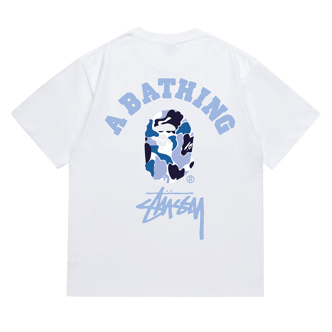 Bathing Shark and ape head print T-Shirt NextBlock