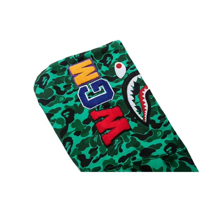 Bathing Shark and ape head print hoode BAPE green ghost color singer joint model NextBlock