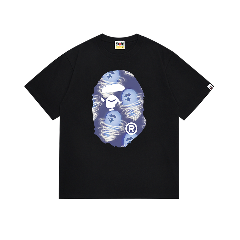 Bathing Shark and ape head print T-Shirt NextBlock