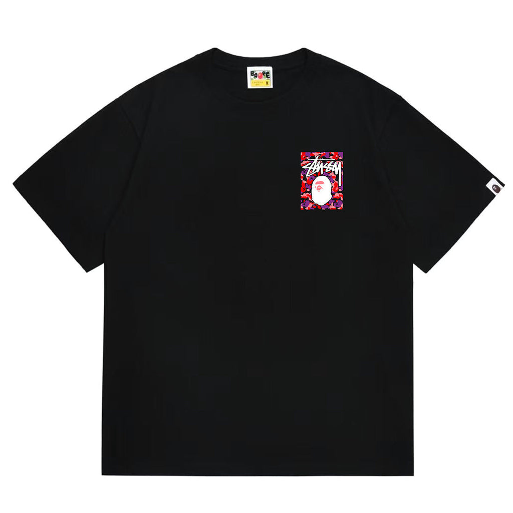 Bathing Shark and ape head print T-Shirt NextBlock
