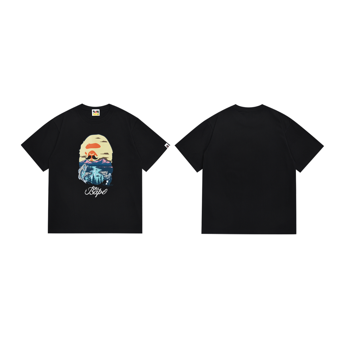 Bathing Shark and ape head print T-Shirt NextBlock