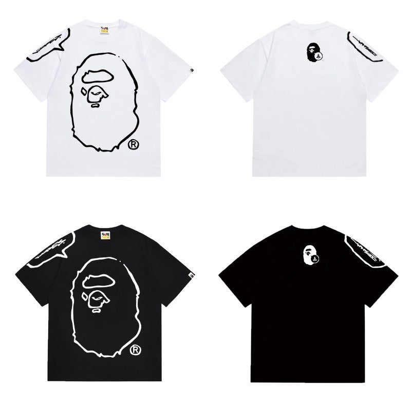 Bathing Shark and ape head print T Shirts NextBlock
