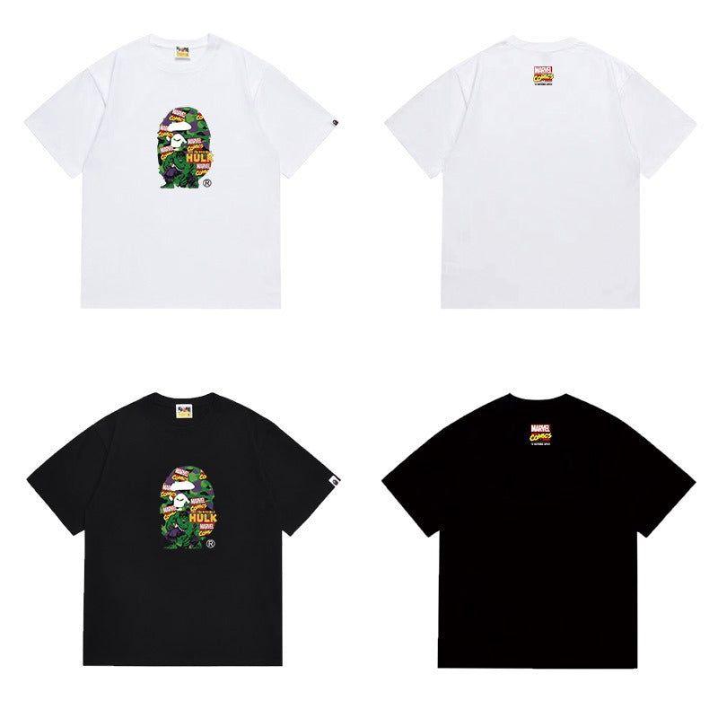 Bathing Shark and ape head print T Shirts NextBlock