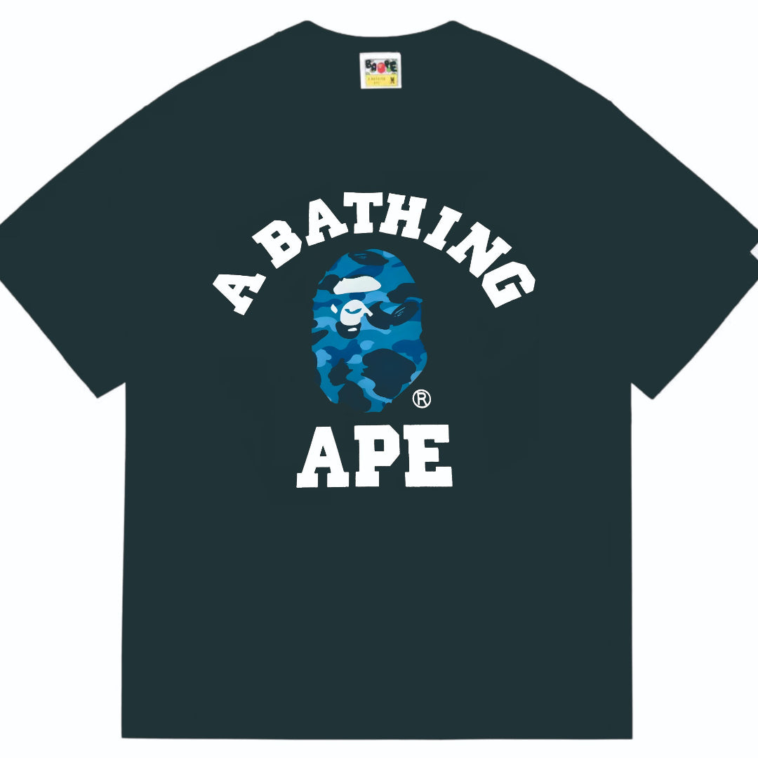 Bathing Shark and ape head print T-Shirt NextBlock